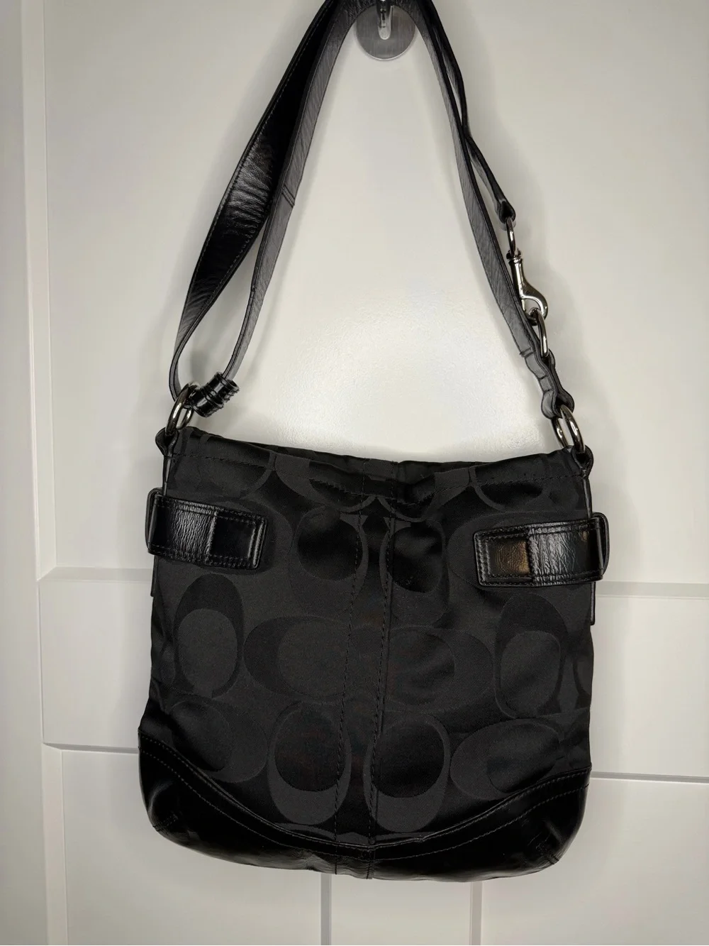 Coach Soho F16515 Black Signature Jacquard Buckle Hobo Shoulder Bag